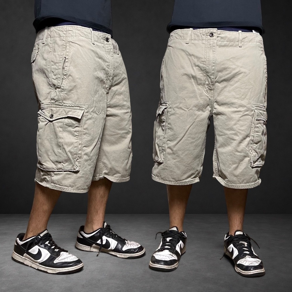 Levis Khaki Cargo Shorts Tan Baggy Skater Y2K Mens Size 38